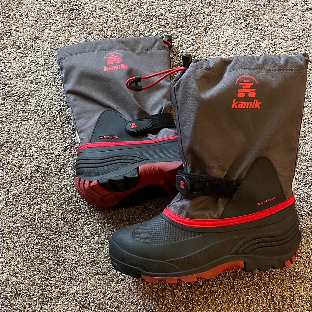 Kamik Black and Red Snow Boots